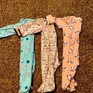 Baby Girl 6-9 month Wonder Nation Footed Pajama Lot